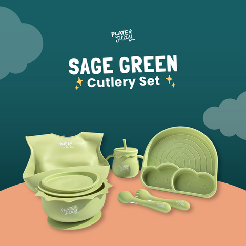 Little Foodie's Cutlery Set - Sage Green