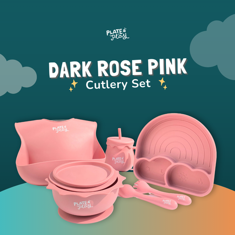 Little Foodie's Cutlery Set - Dark Rose Pink
