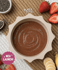 
Banana strawberry chia seed puree, halal baby food for starting solids
