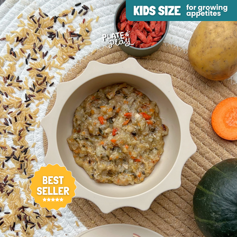 Kids Mix Grain Chicken Congee With Pumpkin Spinach & Wolfberry