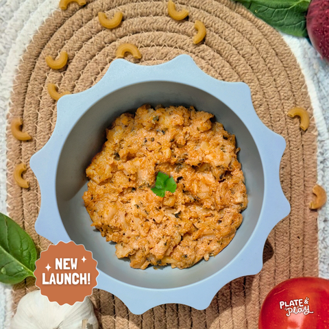 Baby Tuscan-Style Chicken Macaroni Mash with Spinach